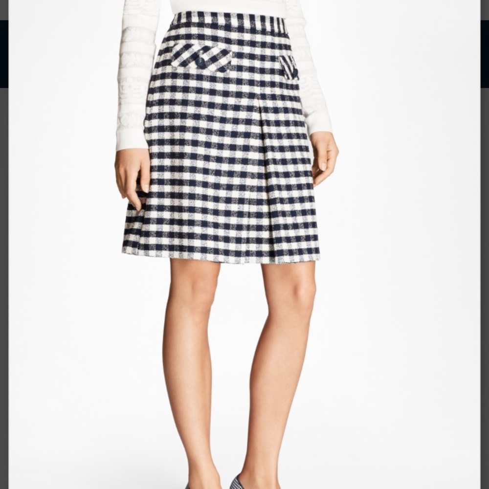 Brooks Brothers Gingham Boucle Skirt Size 2 NWT